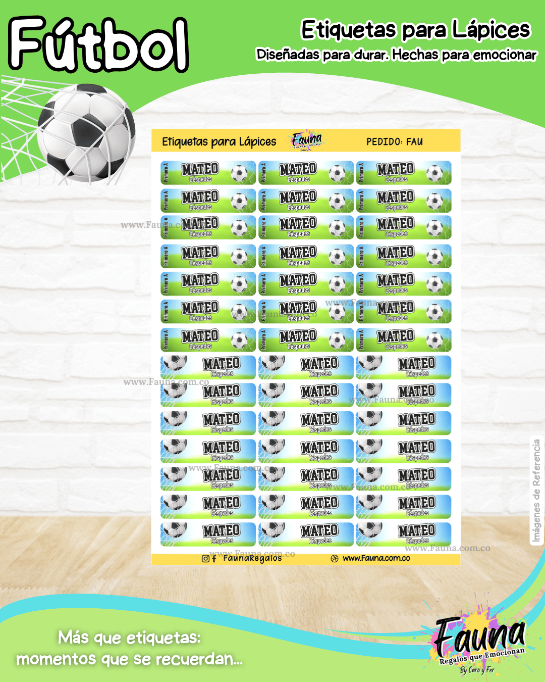 Fútbol Niño ⚽ - Etiquetas Escolares Premium Personalizadas