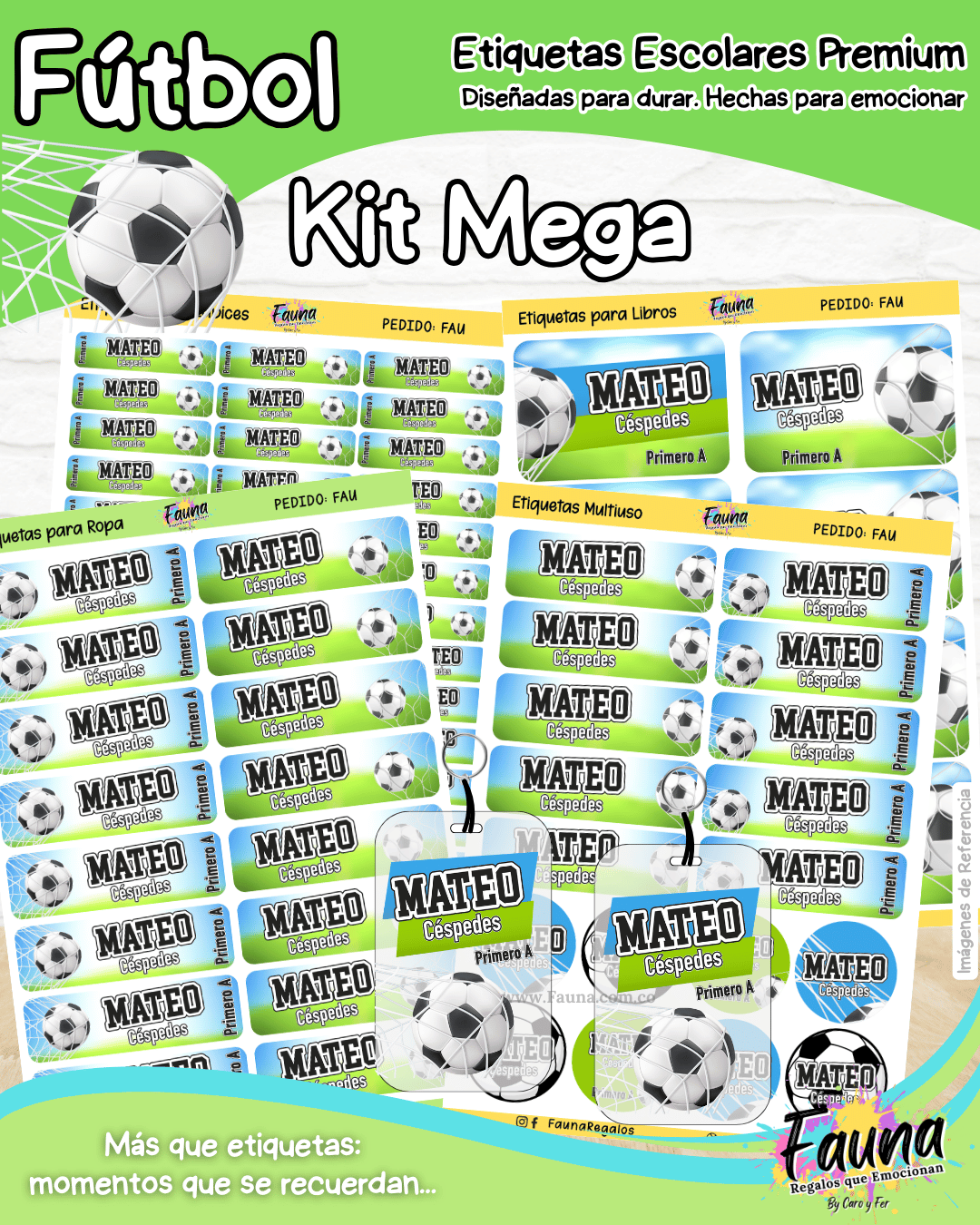 Fútbol Niño ⚽ - Etiquetas Escolares Premium Personalizadas
