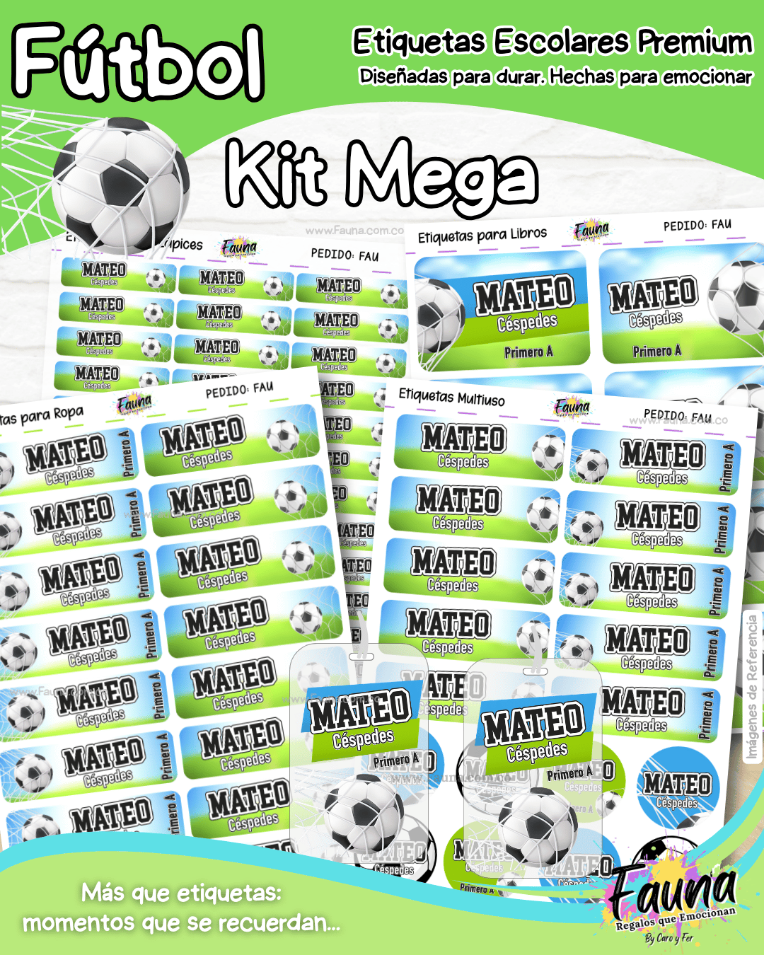 Fútbol Niño ⚽ - Etiquetas Escolares Premium Personalizadas