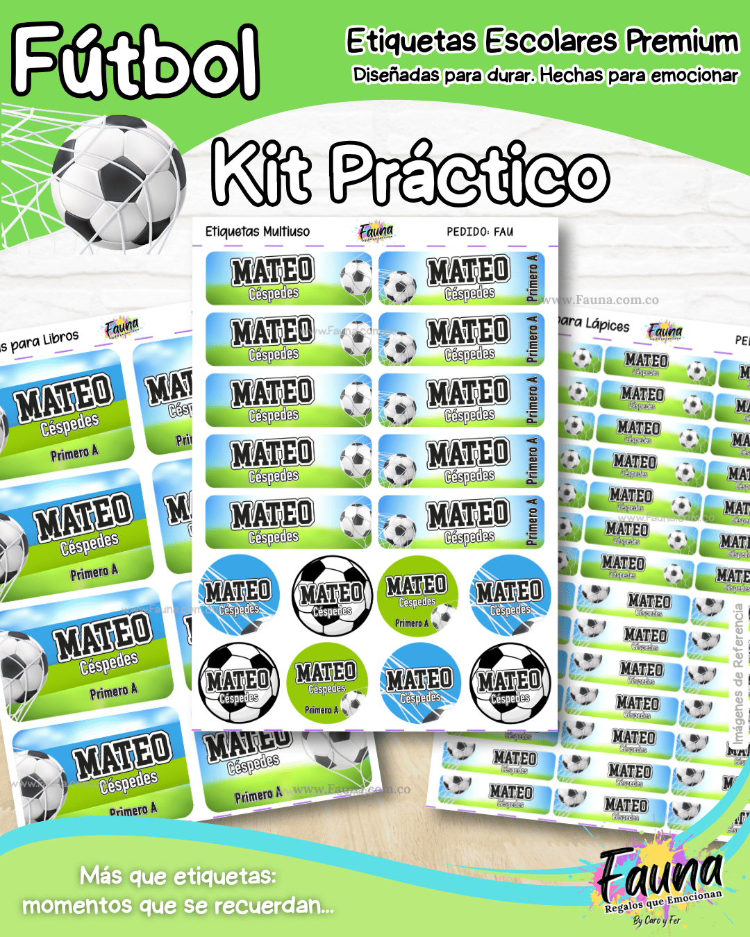 Fútbol Niño ⚽ - Etiquetas Escolares Premium Personalizadas