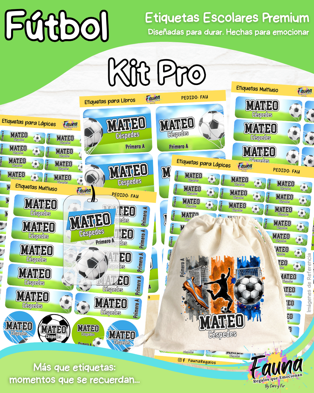 Fútbol Niño ⚽ - Etiquetas Escolares Premium Personalizadas