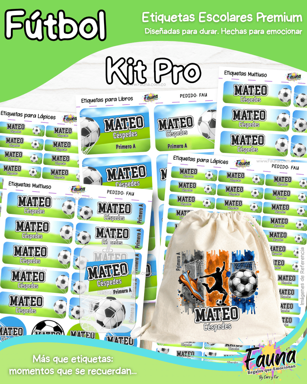 Fútbol Niño ⚽ - Etiquetas Escolares Premium Personalizadas