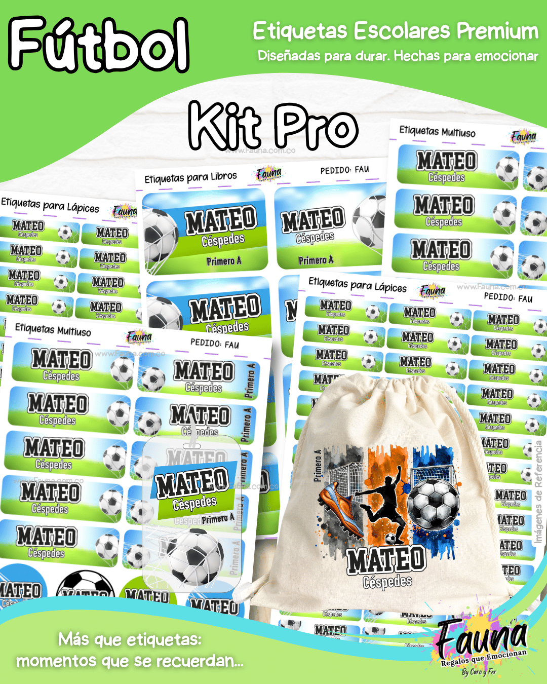 Fútbol Niño ⚽ - Etiquetas Escolares Premium Personalizadas