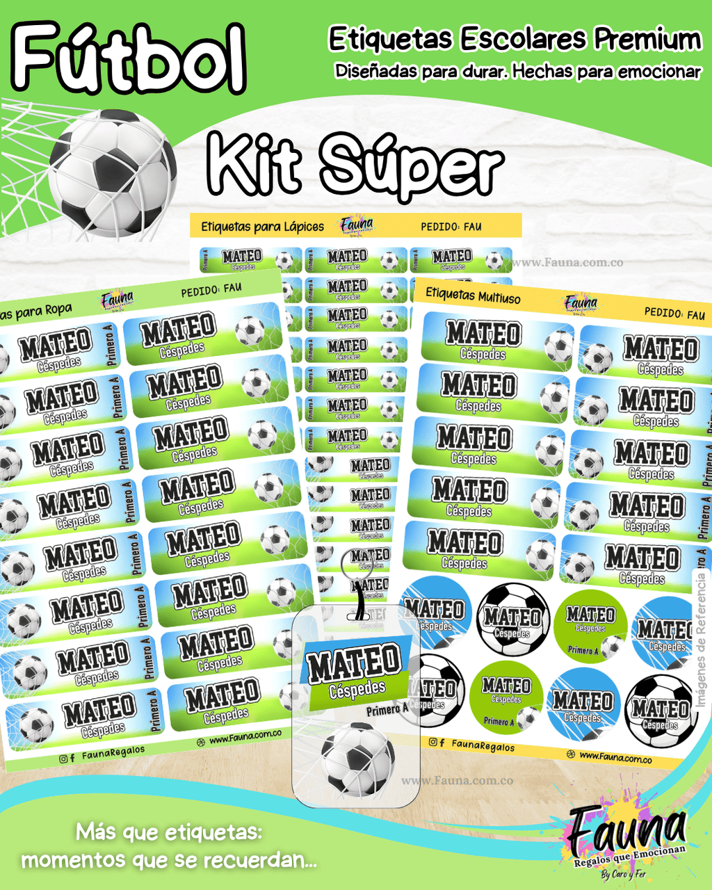 Fútbol Niño ⚽ - Etiquetas Escolares Premium Personalizadas