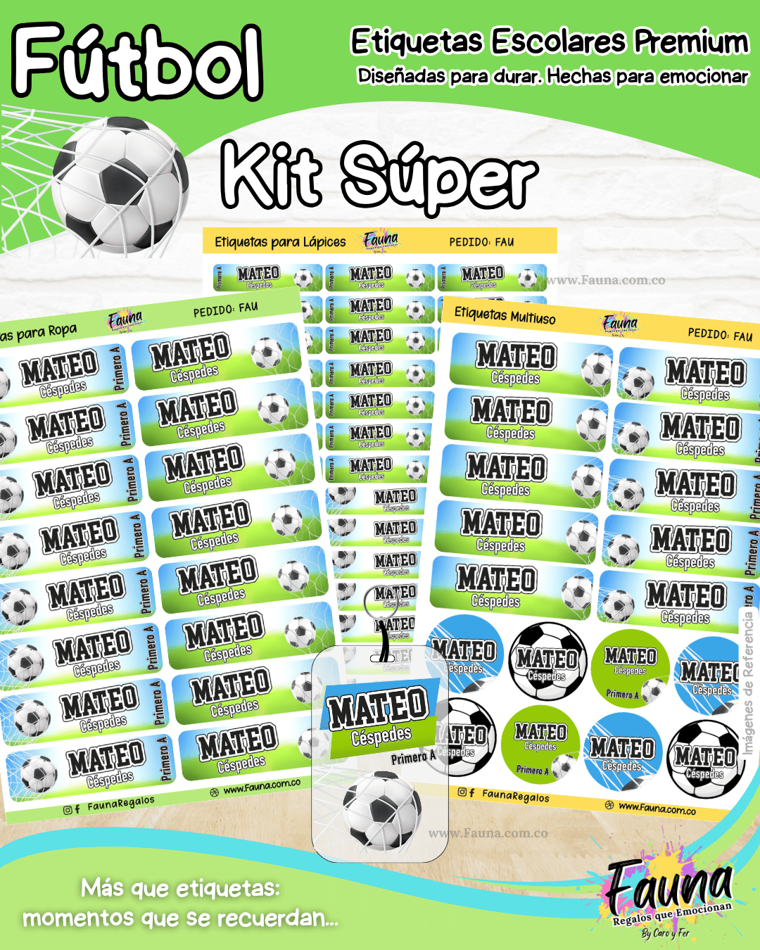 Fútbol Niño ⚽ - Etiquetas Escolares Premium Personalizadas