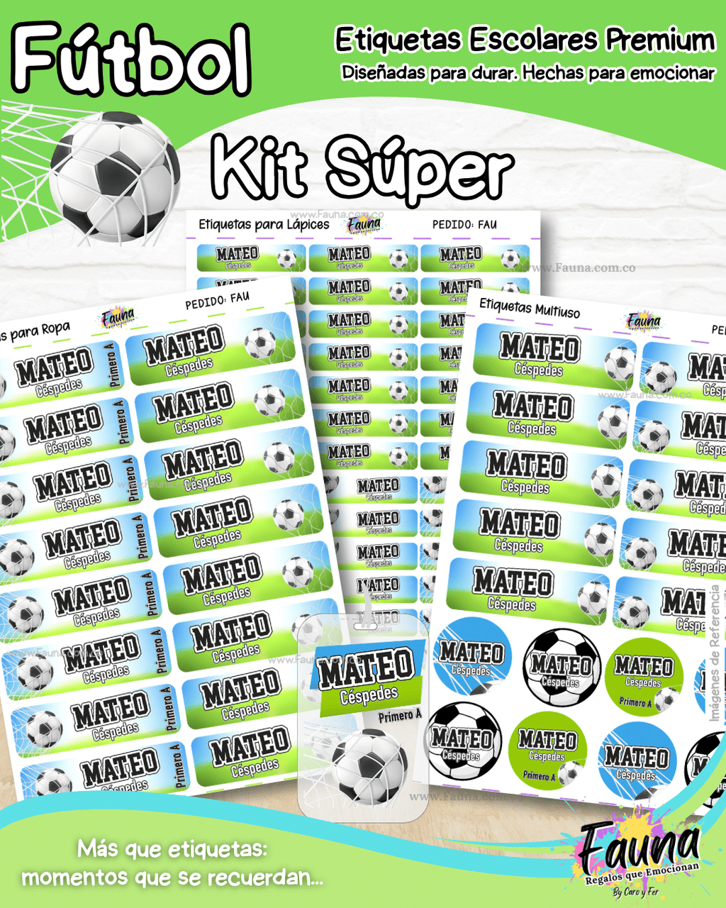 Fútbol Niño ⚽ - Etiquetas Escolares Premium Personalizadas