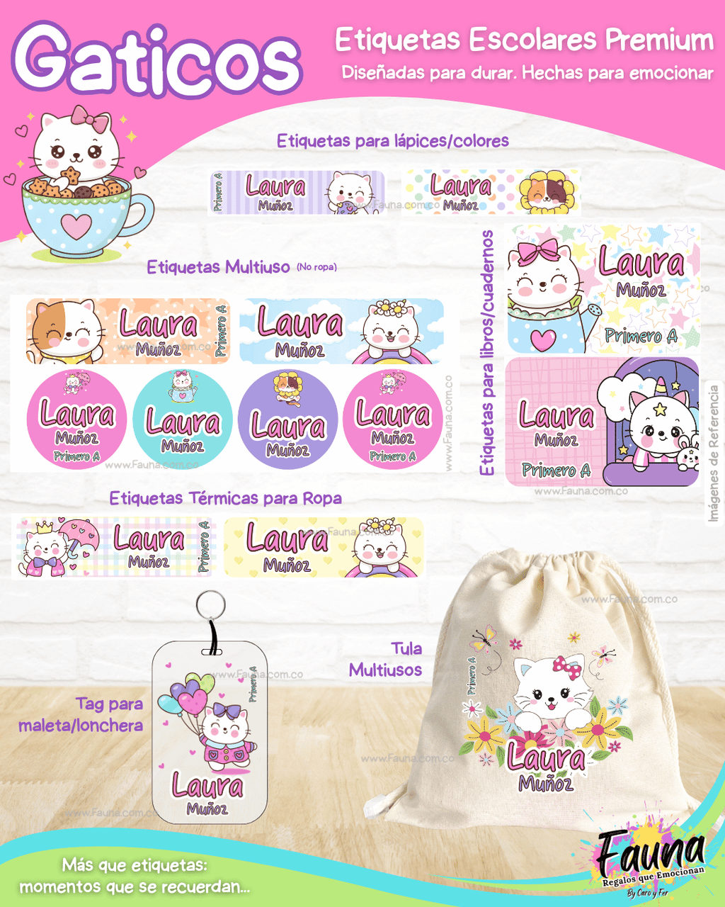 Gaticos 🐾 - Etiquetas Escolares Premium Personalizadas
