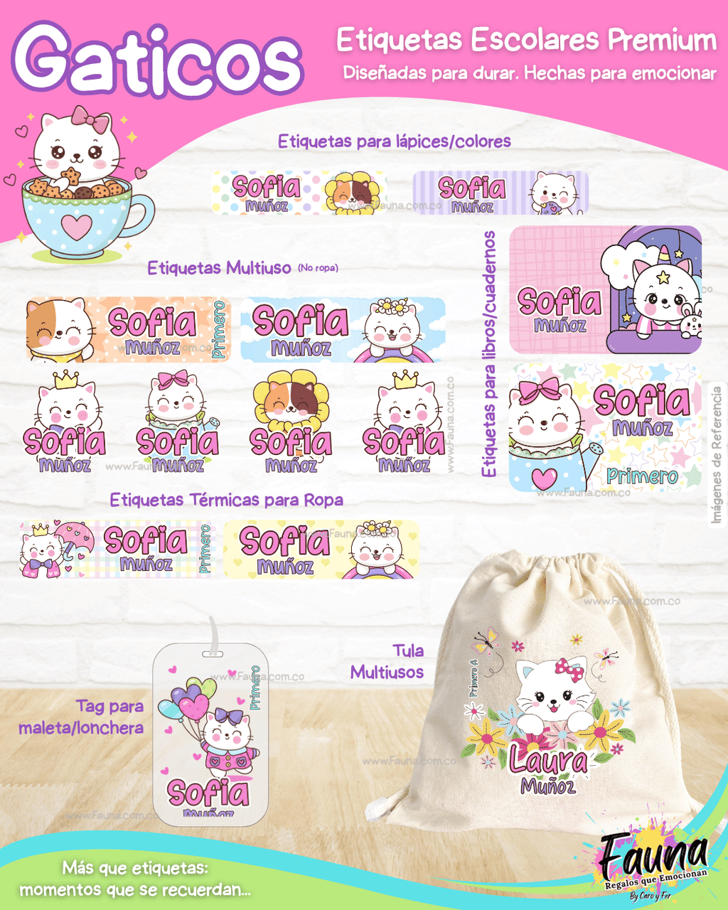 Gaticos 🐾 - Etiquetas Escolares Premium Personalizadas