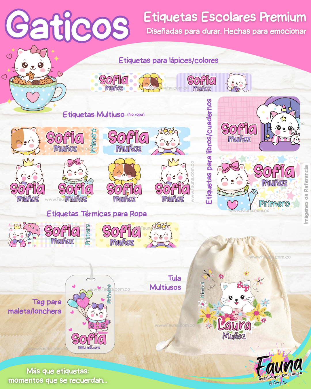 Gaticos 🐾 - Etiquetas Escolares Premium Personalizadas