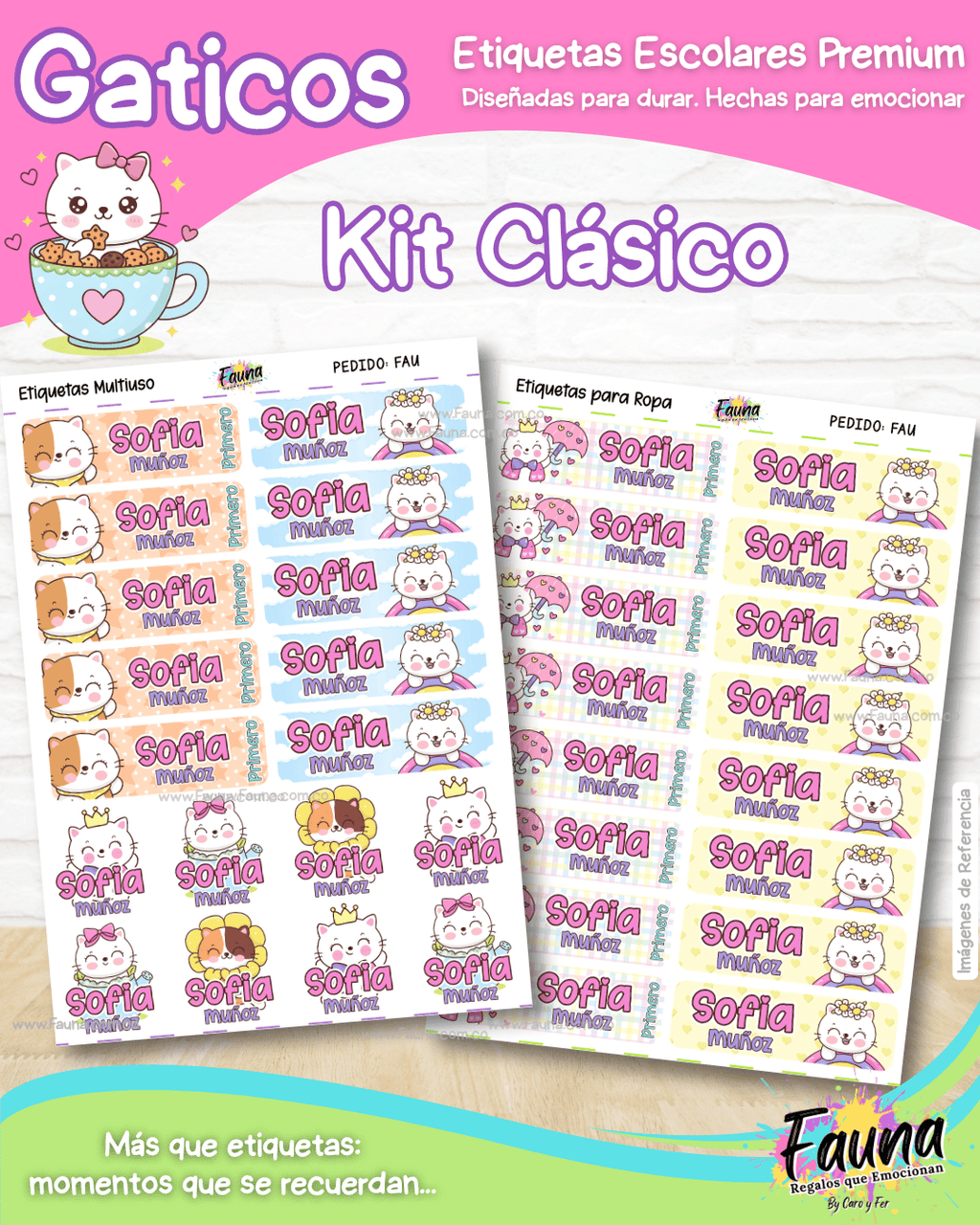 Gaticos 🐾 - Etiquetas Escolares Premium Personalizadas