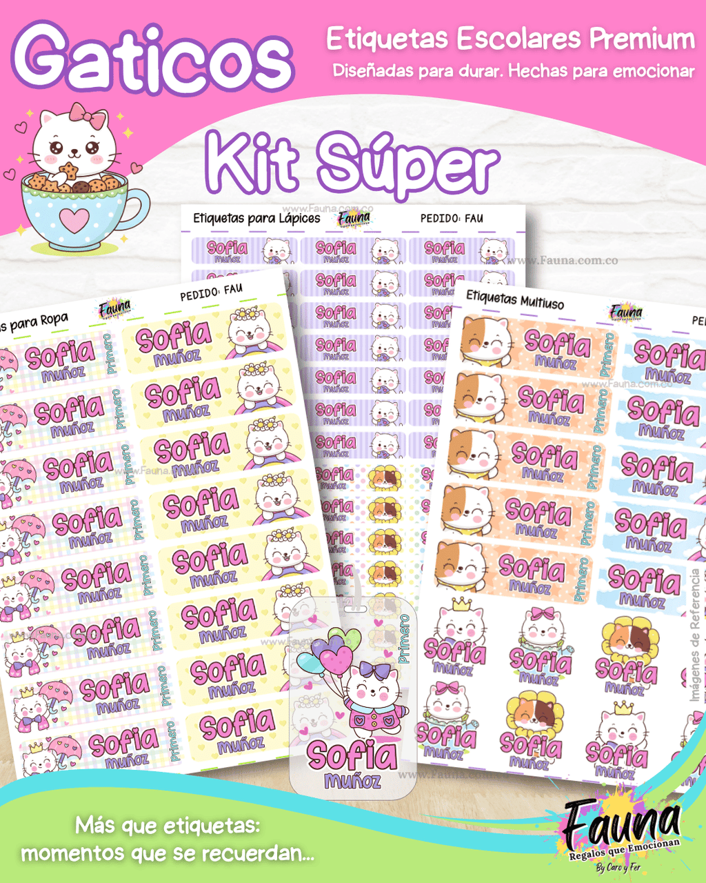 Gaticos 🐾 - Etiquetas Escolares Premium Personalizadas