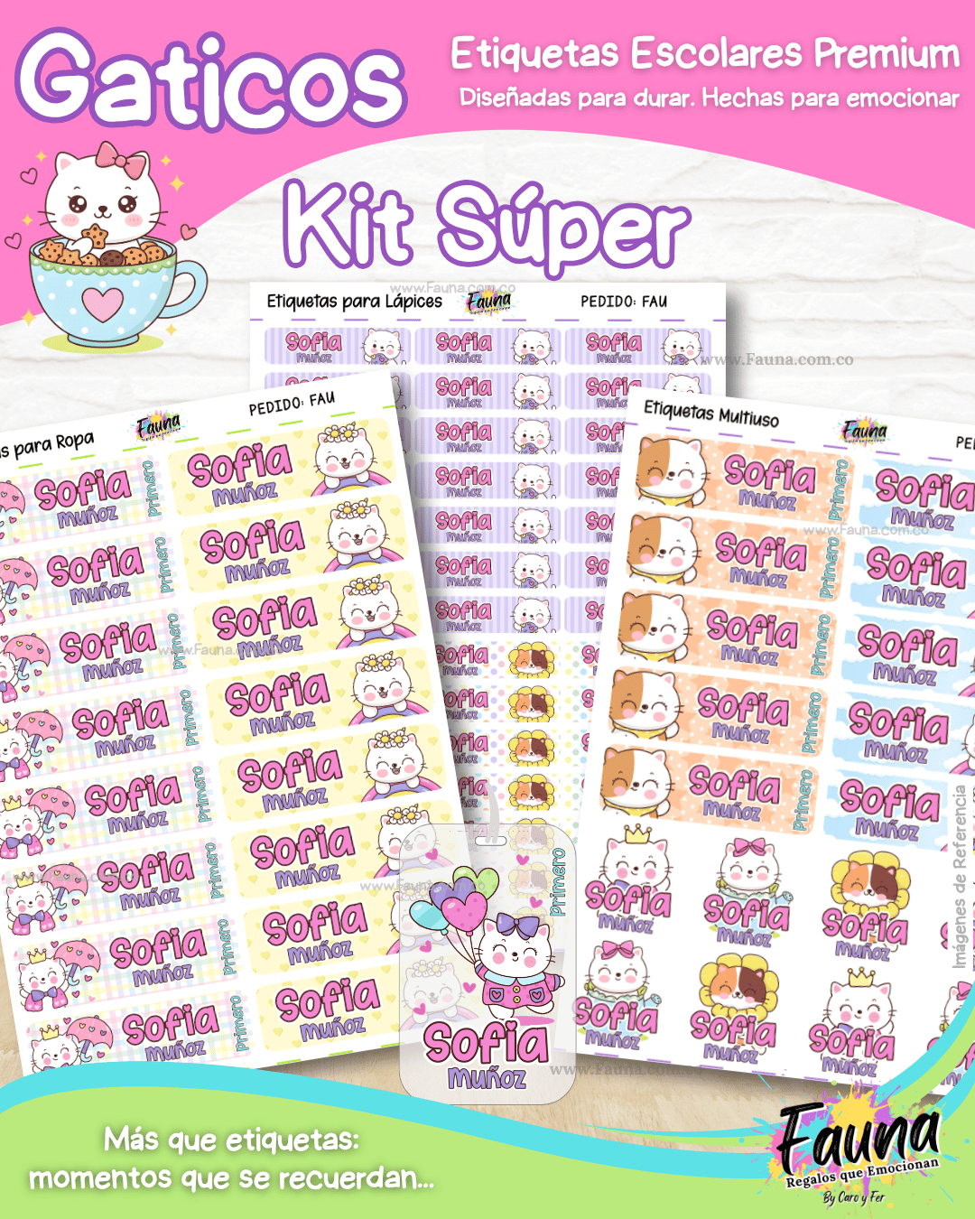 Gaticos 🐾 - Etiquetas Escolares Premium Personalizadas