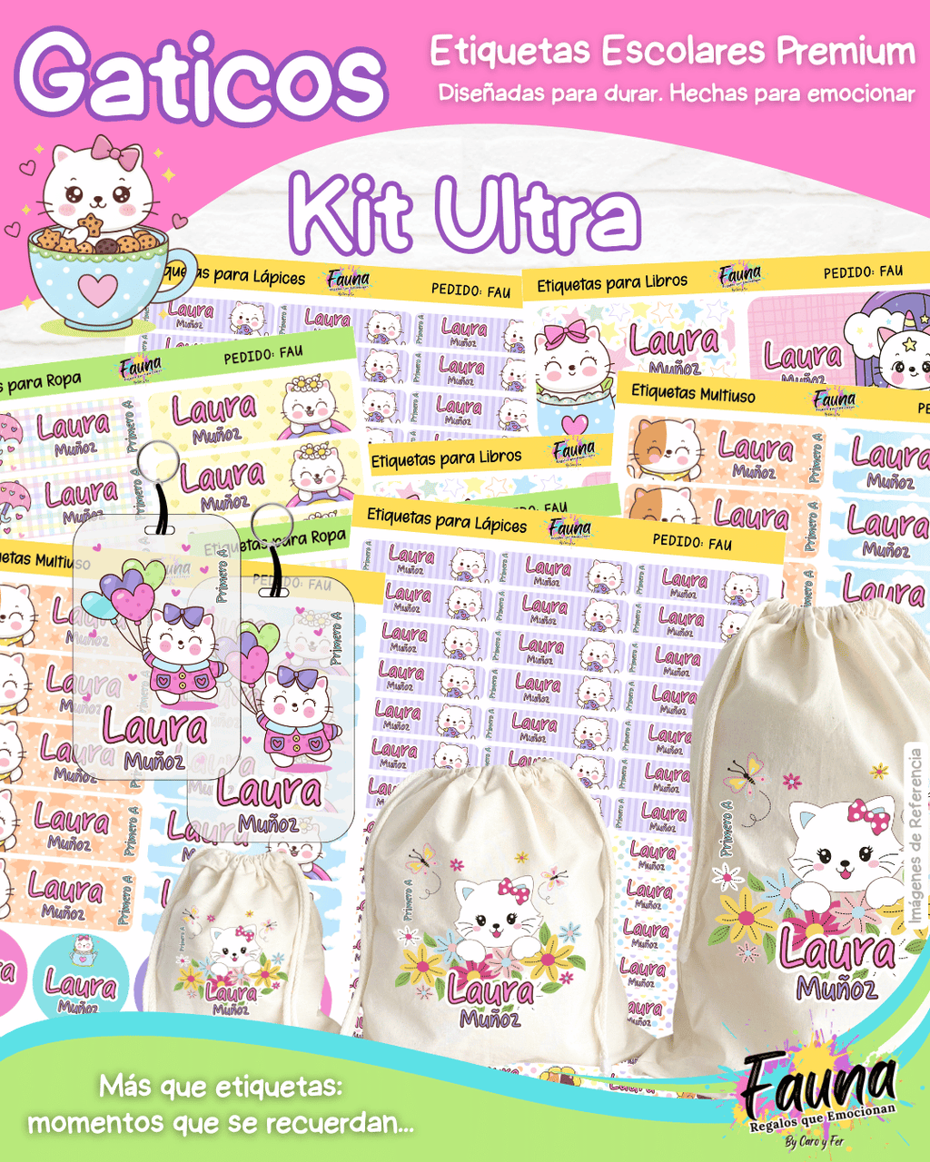 Gaticos 🐾 - Etiquetas Escolares Premium Personalizadas
