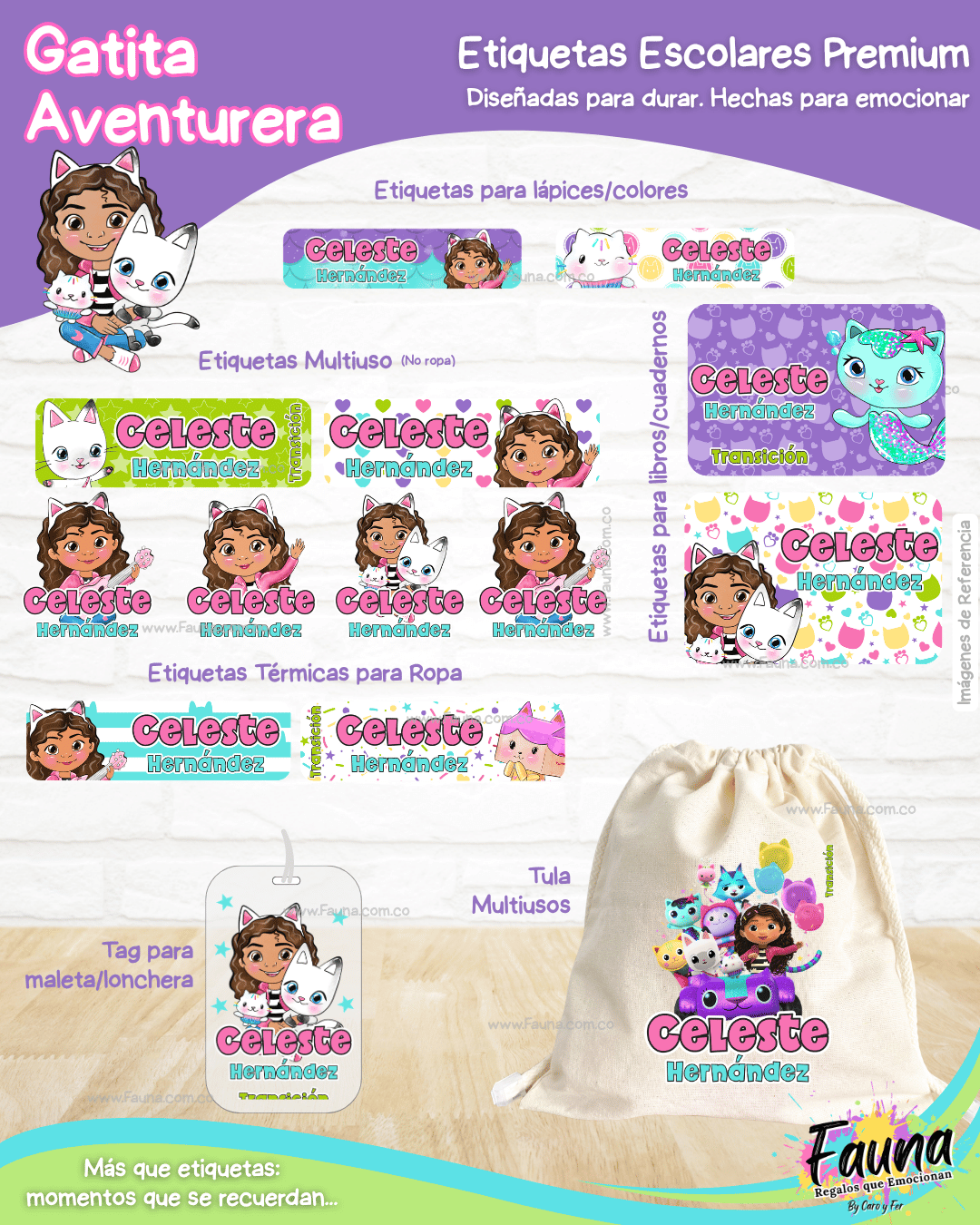 Gatita Aventurera 🏡 - Etiquetas Escolares Premium Personalizadas