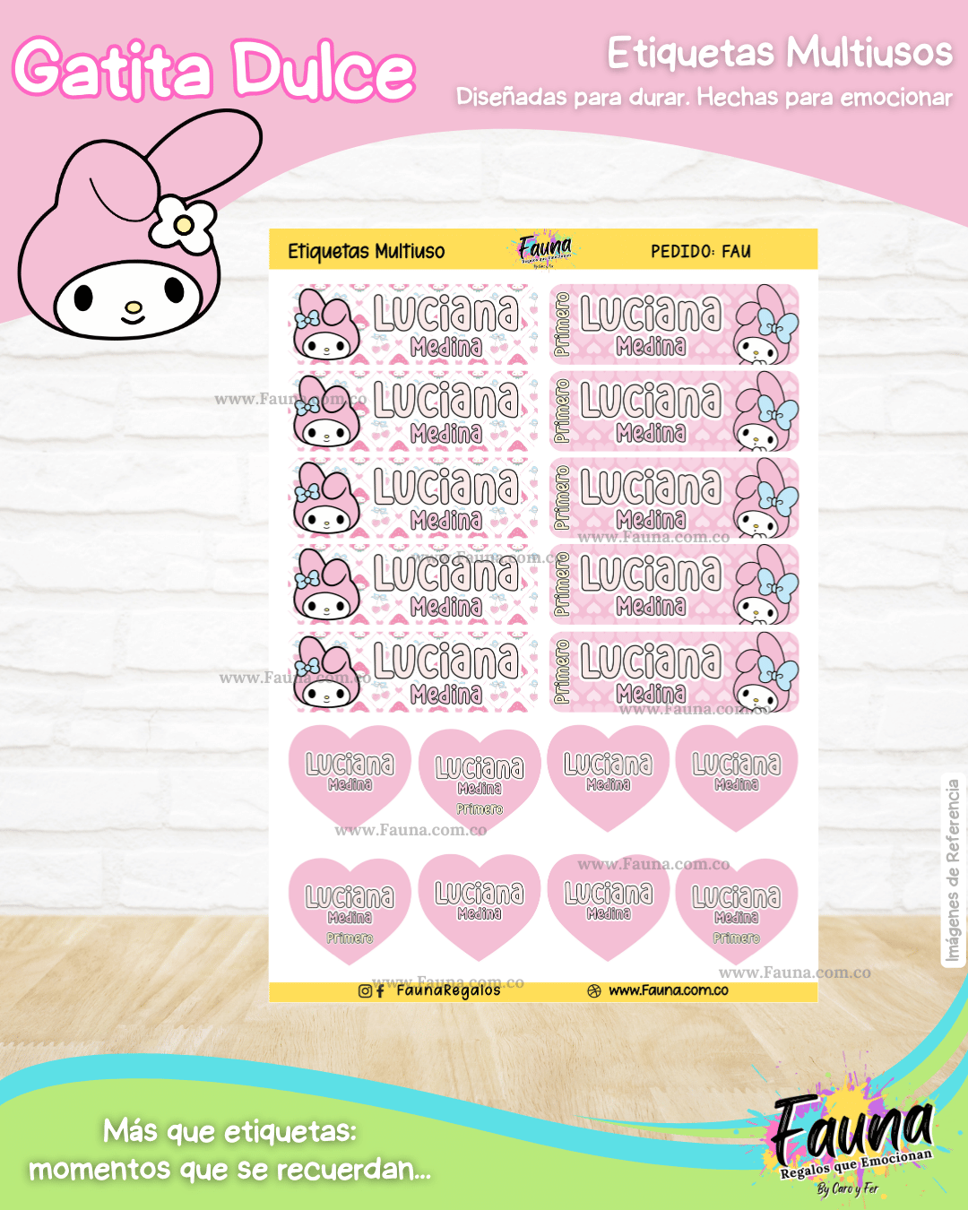 Gatita Dulce 🌸 - Etiquetas Escolares Premium Personalizadas