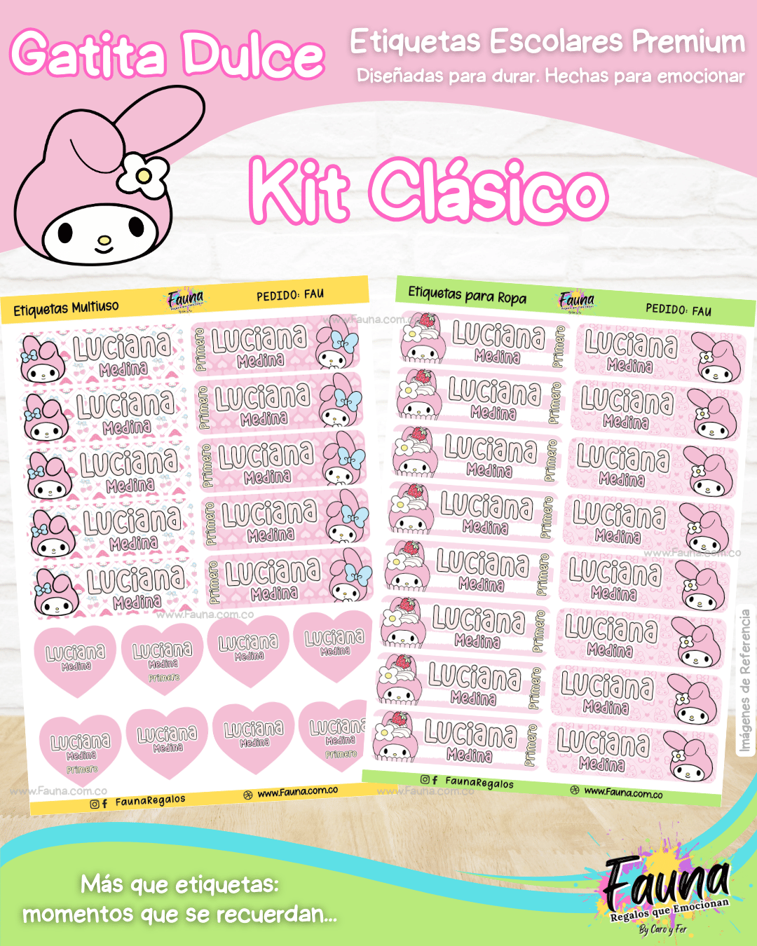Gatita Dulce 🌸 - Etiquetas Escolares Premium Personalizadas