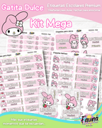 Gatita Dulce 🌸 - Etiquetas Escolares Premium Personalizadas