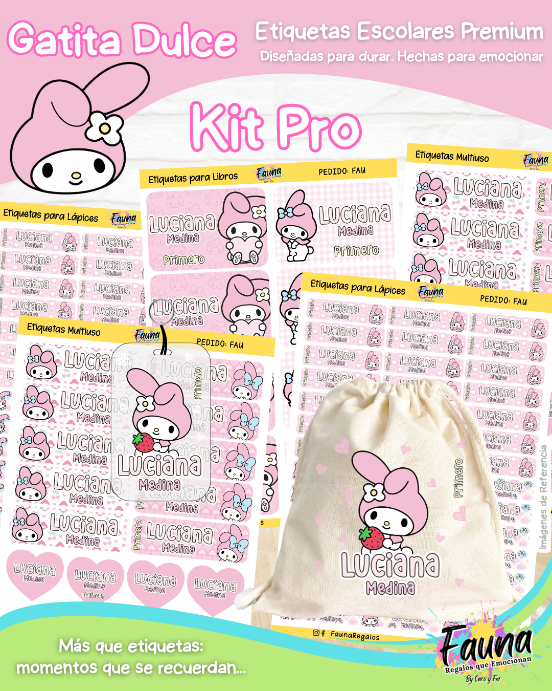 Gatita Dulce 🌸 - Etiquetas Escolares Premium Personalizadas