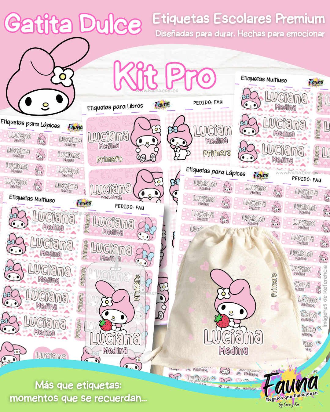 Gatita Dulce 🌸 - Etiquetas Escolares Premium Personalizadas