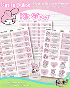 Gatita Dulce 🌸 - Etiquetas Escolares Premium Personalizadas