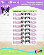 Gatita Kawaii Oscura 💜 - Etiquetas Escolares Premium Personalizadas