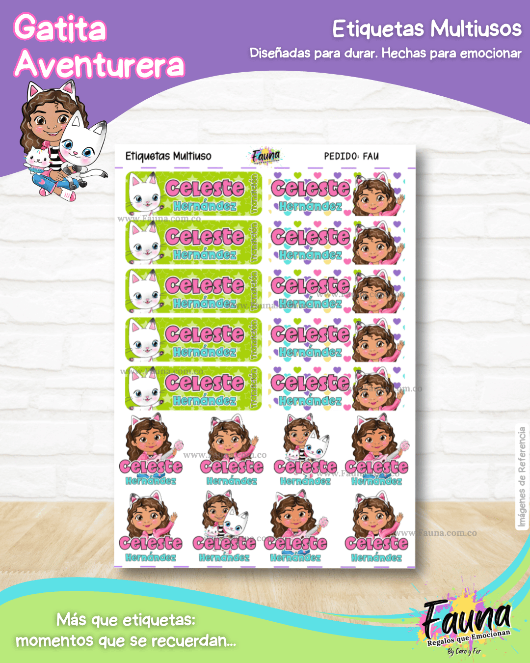 Gatita Aventurera 🏡 - Etiquetas Escolares Premium Personalizadas