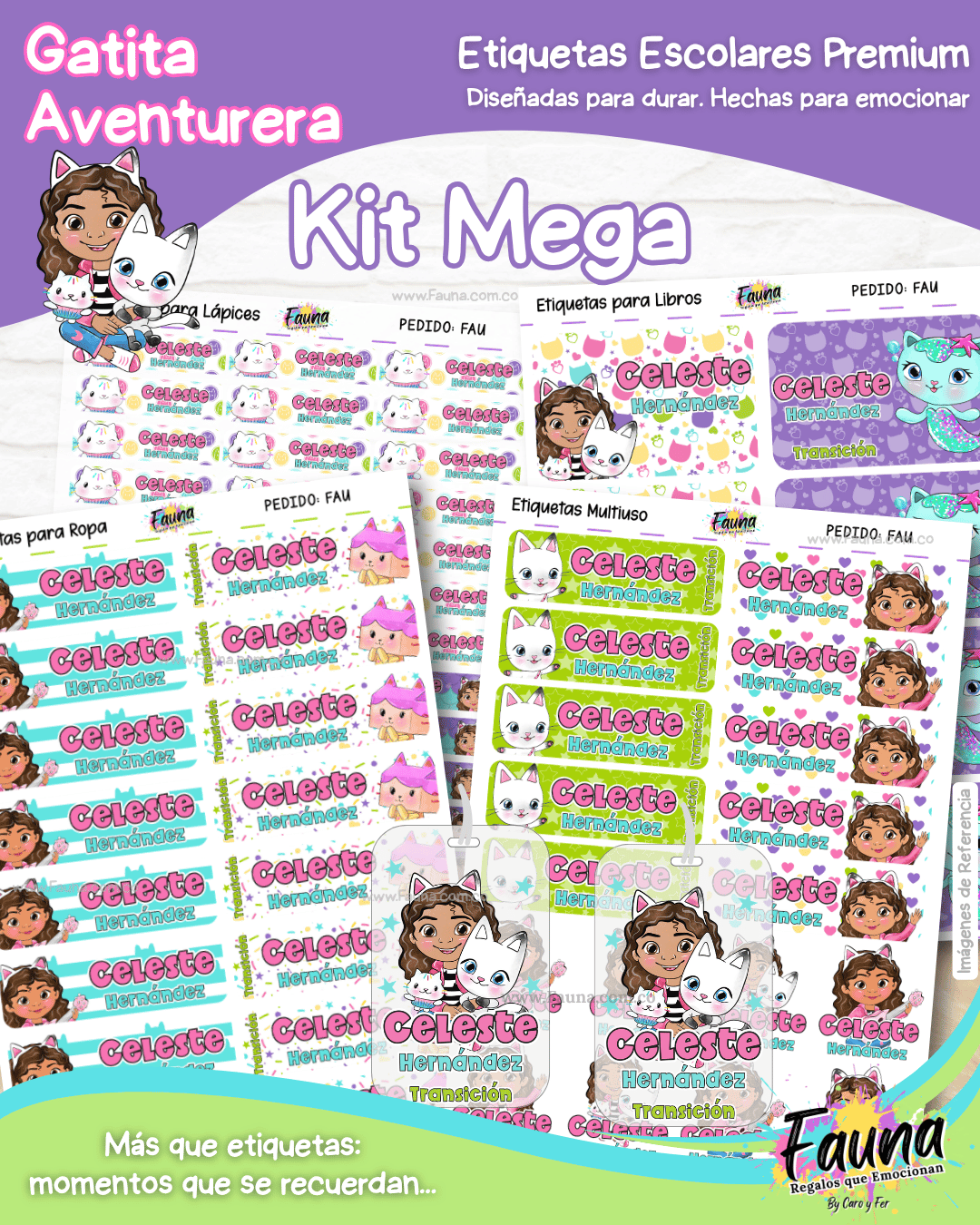 Gatita Aventurera 🏡 - Etiquetas Escolares Premium Personalizadas