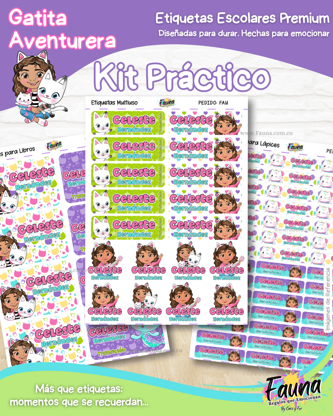 Gatita Aventurera 🏡 - Etiquetas Escolares Premium Personalizadas