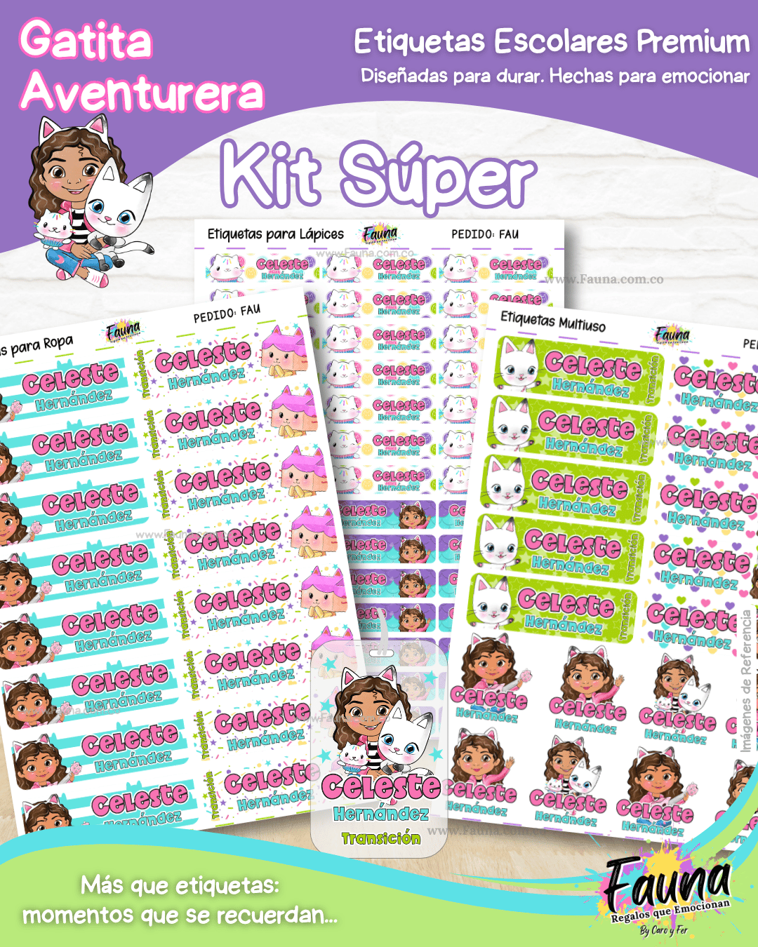 Gatita Aventurera 🏡 - Etiquetas Escolares Premium Personalizadas