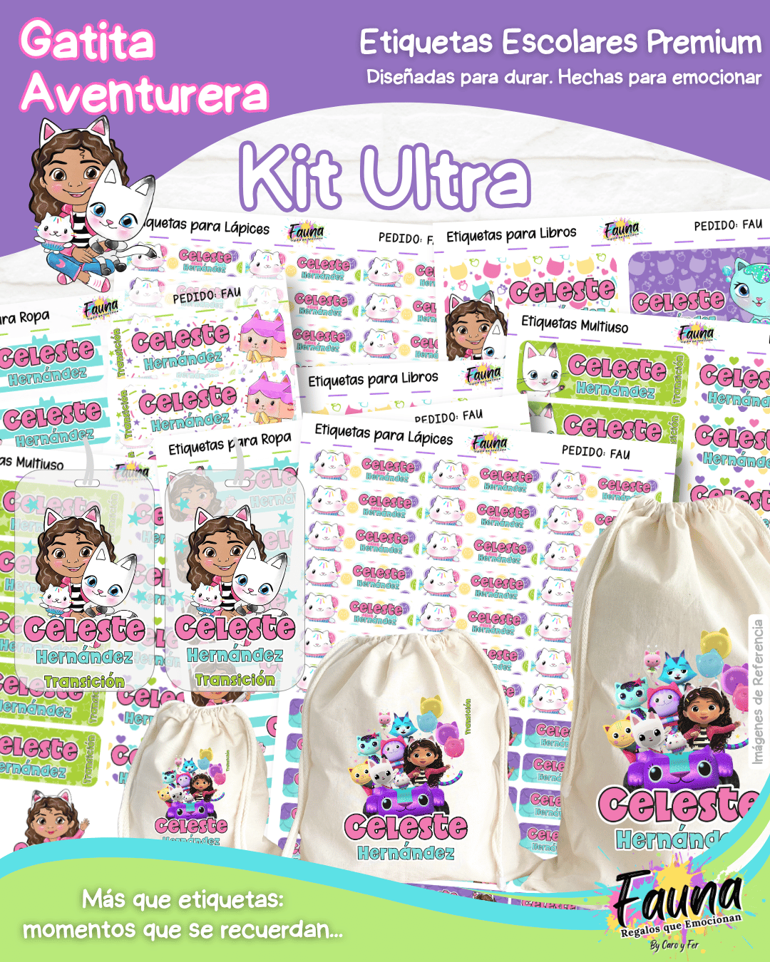 Gatita Aventurera 🏡 - Etiquetas Escolares Premium Personalizadas