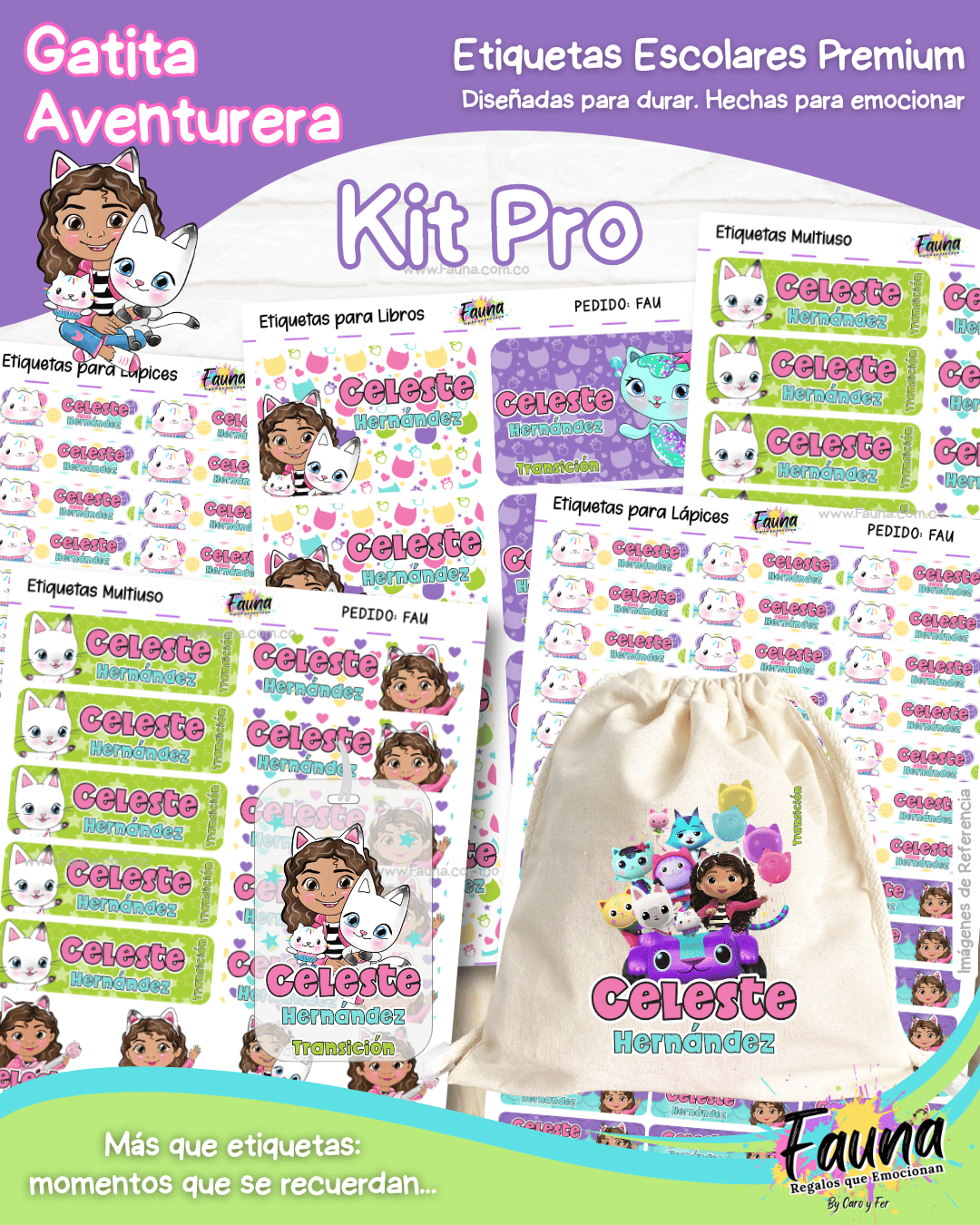 Gatita Aventurera 🏡 - Etiquetas Escolares Premium Personalizadas