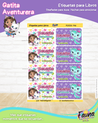 Gatita Aventurera 🏡 - Etiquetas Escolares Premium Personalizadas