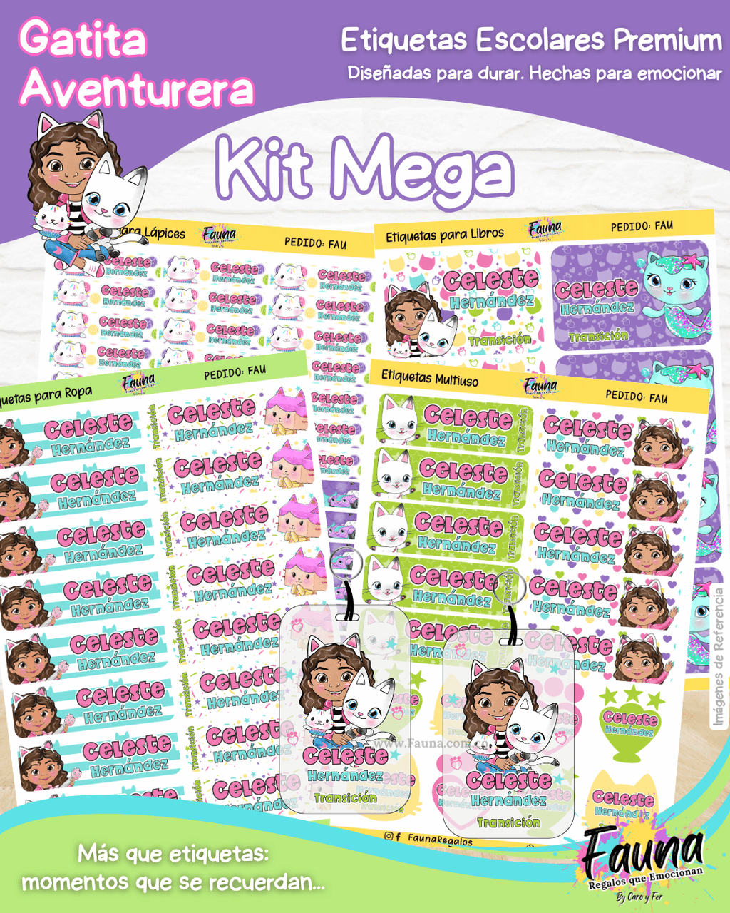 Gatita Aventurera 🏡 - Etiquetas Escolares Premium Personalizadas