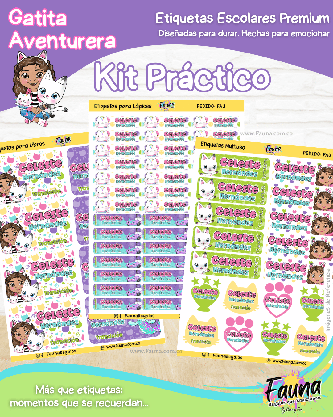Gatita Aventurera 🏡 - Etiquetas Escolares Premium Personalizadas