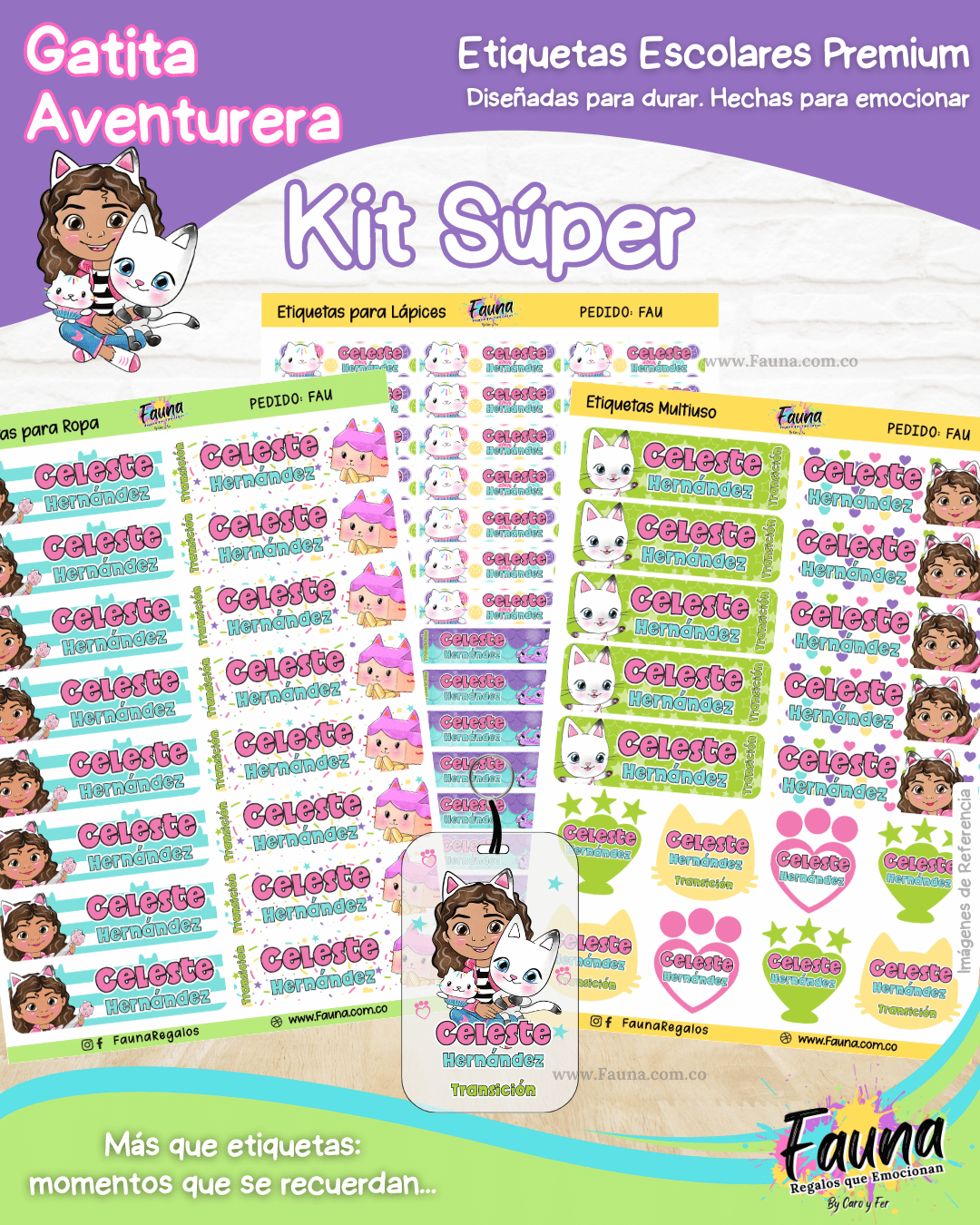 Gatita Aventurera 🏡 - Etiquetas Escolares Premium Personalizadas