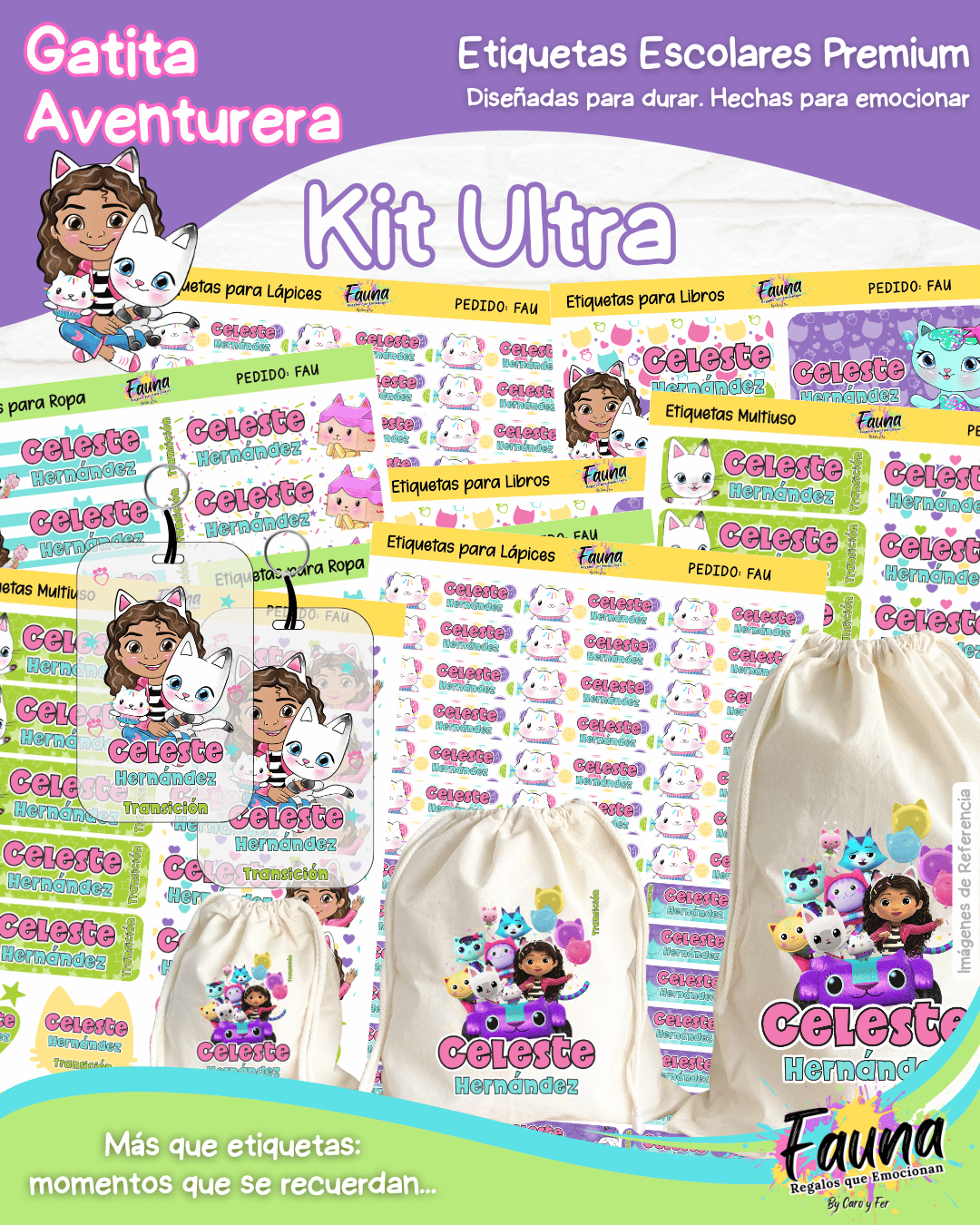Gatita Aventurera 🏡 - Etiquetas Escolares Premium Personalizadas