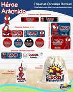 Héroe Arácnido 🕷️ - Etiquetas Escolares Premium Personalizadas