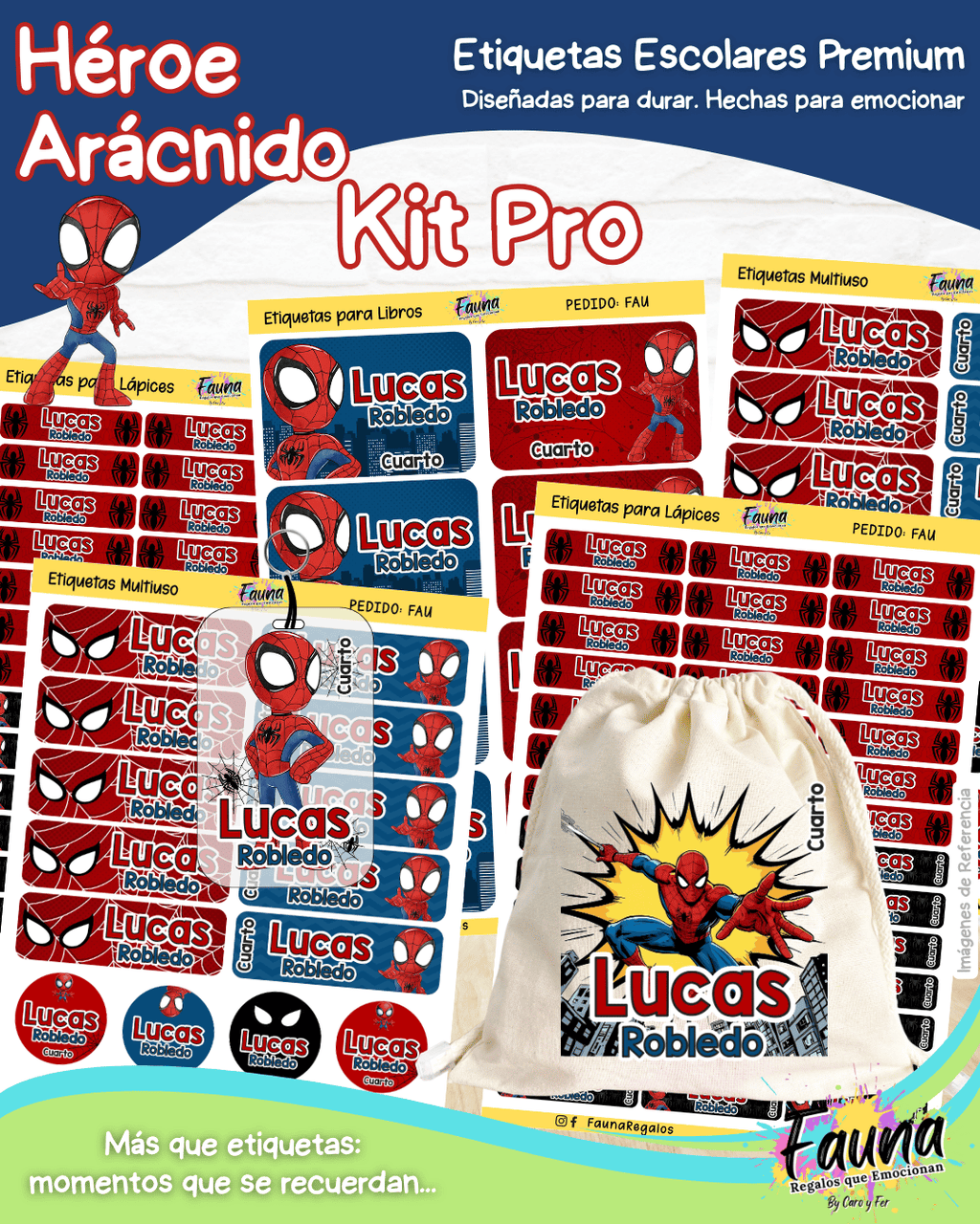 Héroe Arácnido 🕷️ - Etiquetas Escolares Premium Personalizadas