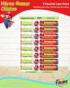 Héroe Gamer Clásico 🍄 - Etiquetas Escolares Premium Personalizadas