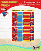 Héroe Gamer Clásico 🍄 - Etiquetas Escolares Premium Personalizadas