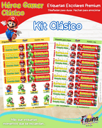 Héroe Gamer Clásico 🍄 - Etiquetas Escolares Premium Personalizadas