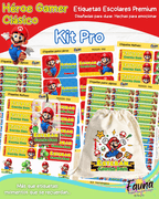 Héroe Gamer Clásico 🍄 - Etiquetas Escolares Premium Personalizadas
