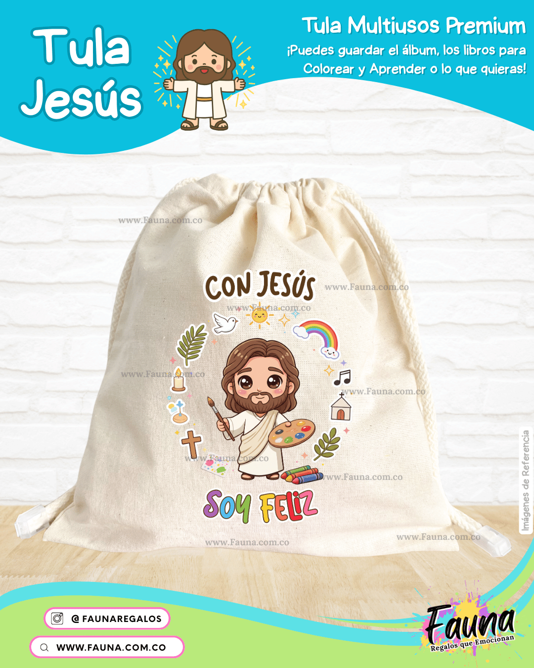 Con Jesús soy Feliz - Tula personalizada – Multiusos