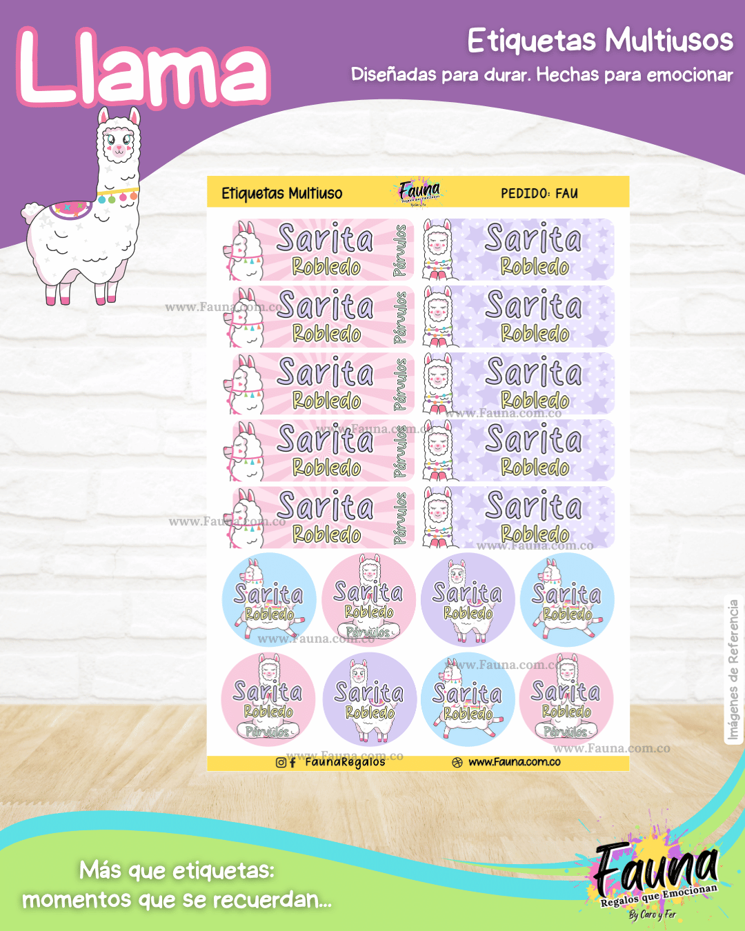 Llama 🦙 - Etiquetas Escolares Premium Personalizadas
