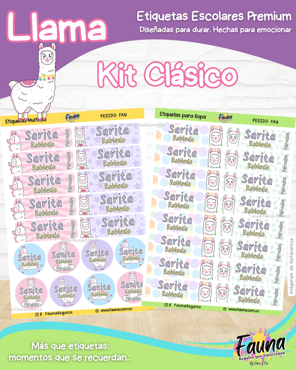 Llama 🦙 - Etiquetas Escolares Premium Personalizadas