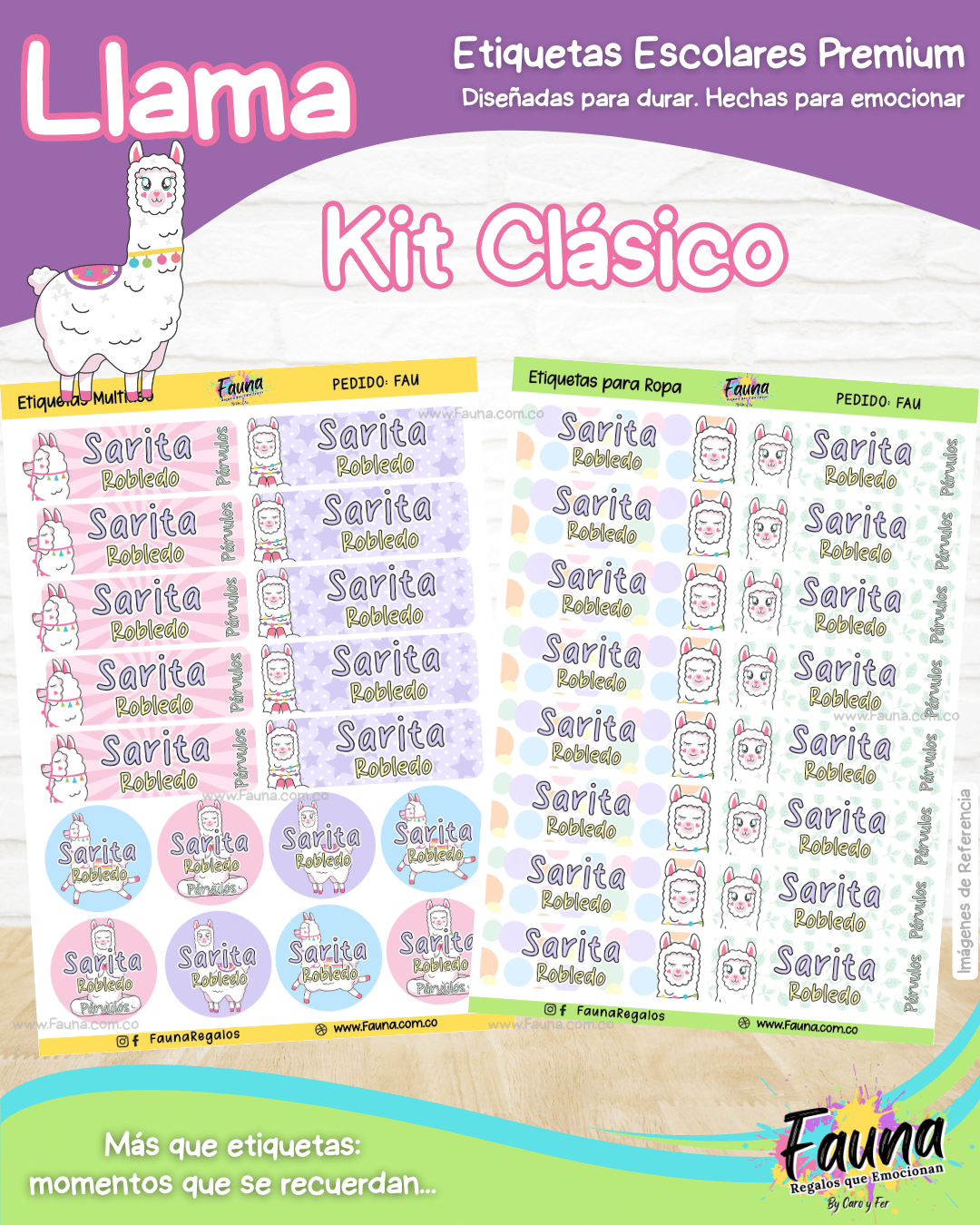 Llama 🦙 - Etiquetas Escolares Premium Personalizadas