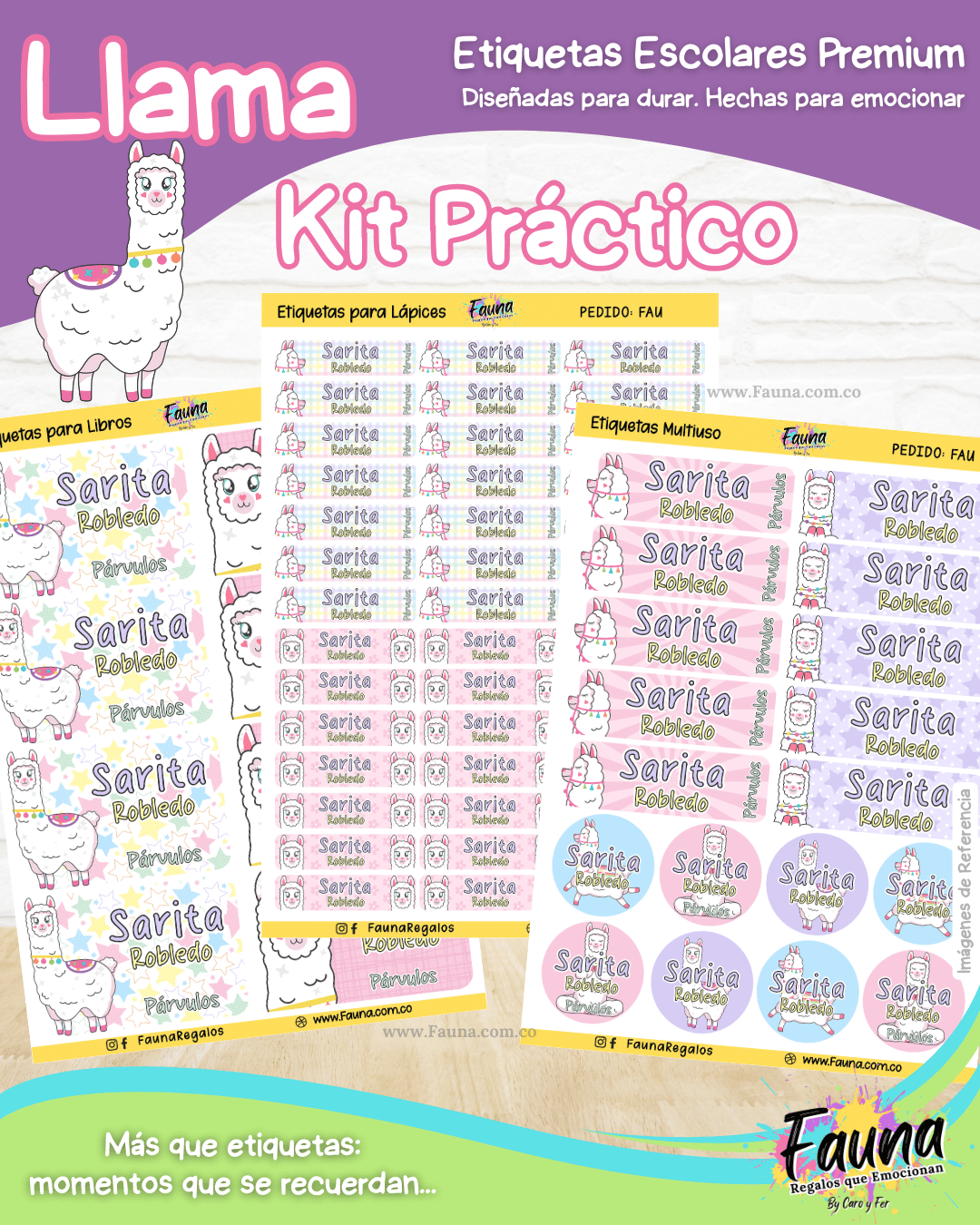 Llama 🦙 - Etiquetas Escolares Premium Personalizadas