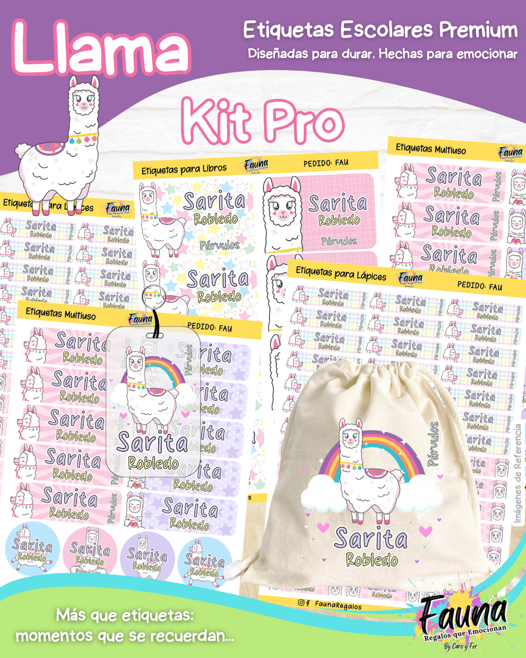 Llama 🦙 - Etiquetas Escolares Premium Personalizadas