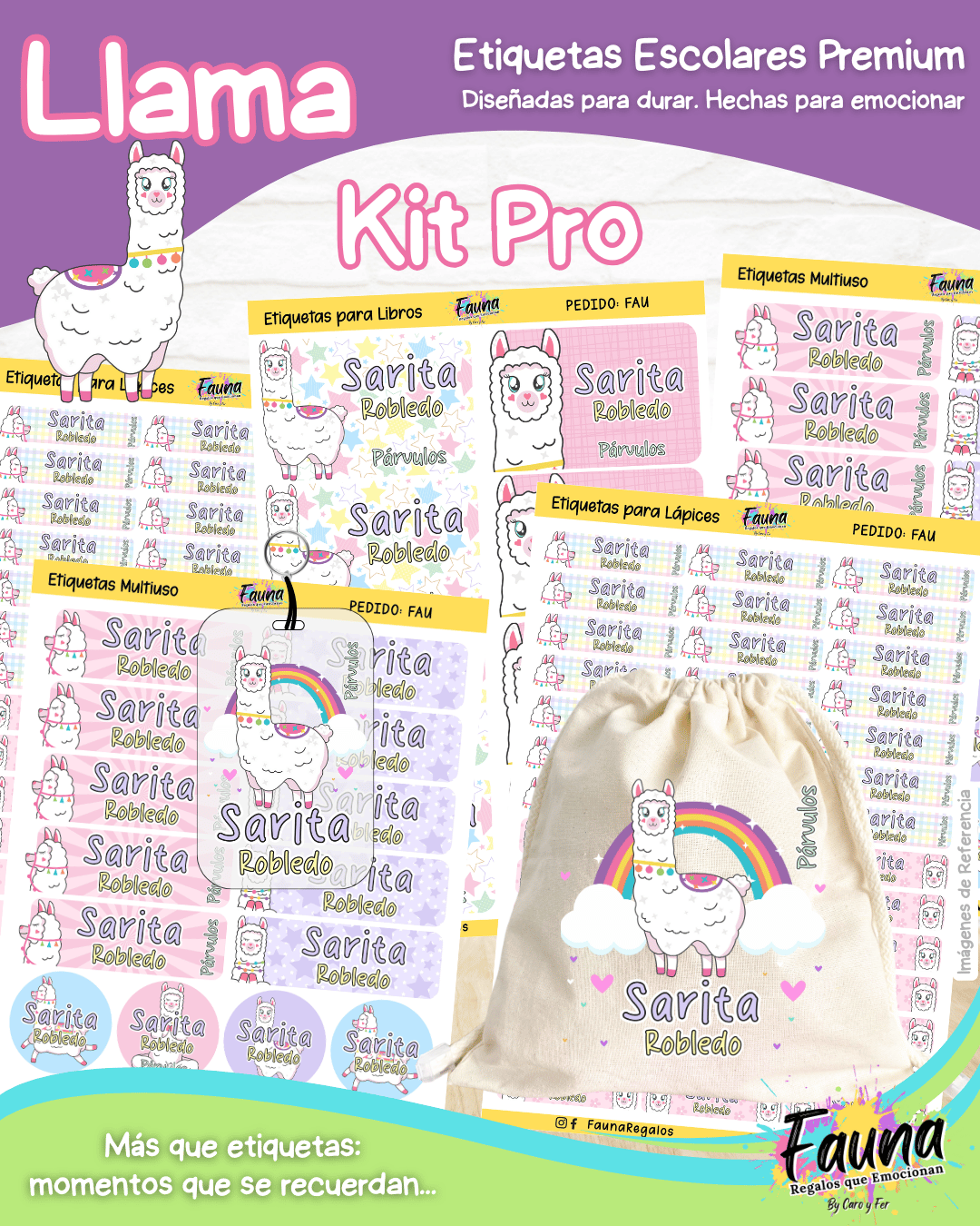 Llama 🦙 - Etiquetas Escolares Premium Personalizadas