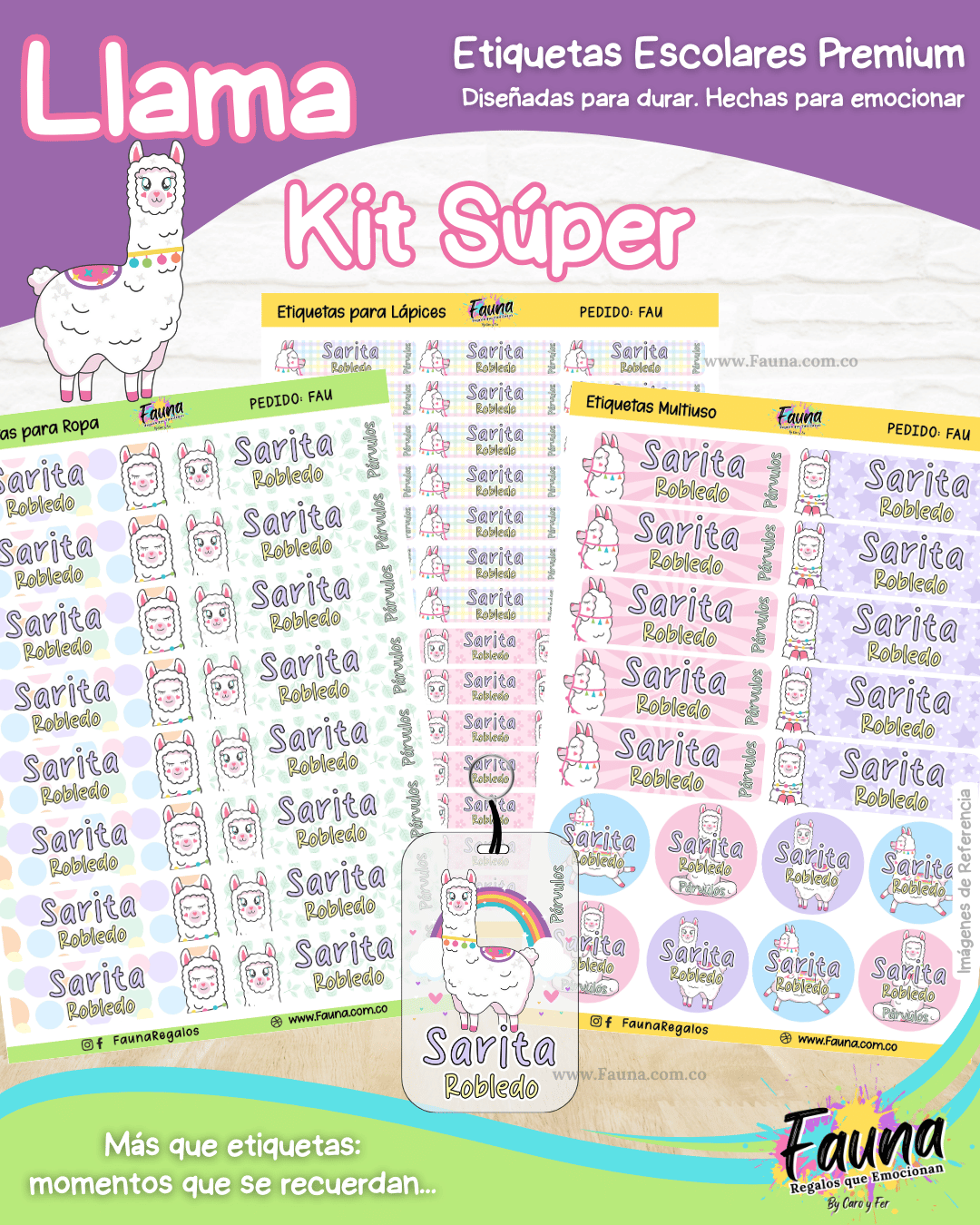 Llama 🦙 - Etiquetas Escolares Premium Personalizadas
